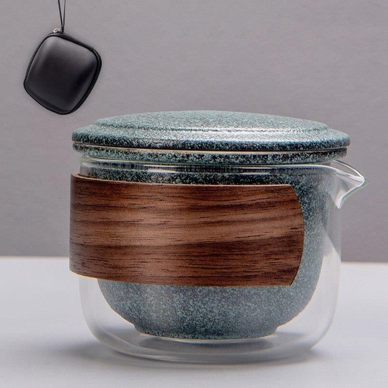 Керамичен чайник gaiwan чаши за чай китайски чайник преносим комплект ...